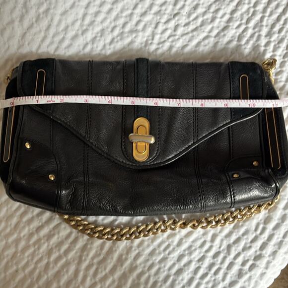Jill Stuart Black and Gold Shoulder Bag with Chain Detail - Picture 9 of 12